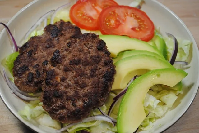 Naked turkey and avocado burgers