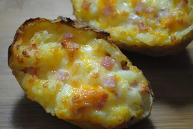 Cheese stuffed jacket potatoes