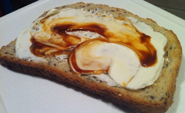 Marmite and cream cheese toast recipe