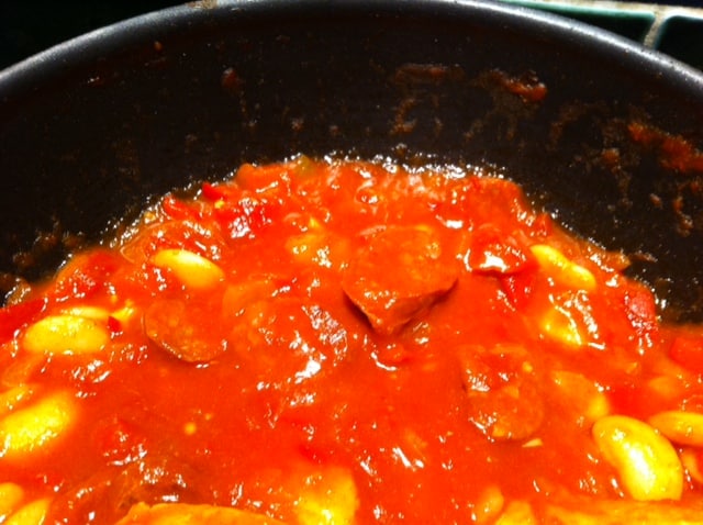 Chorizo and butterbean casserole