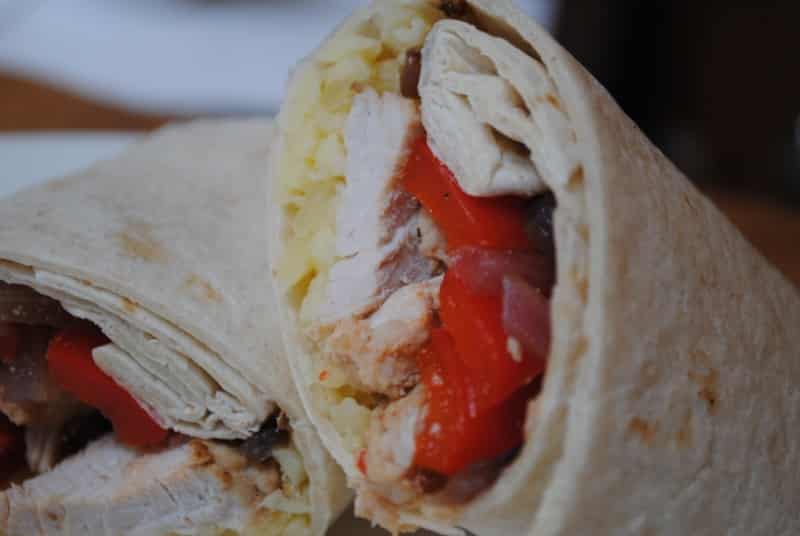 Hot and spicy chicken wraps